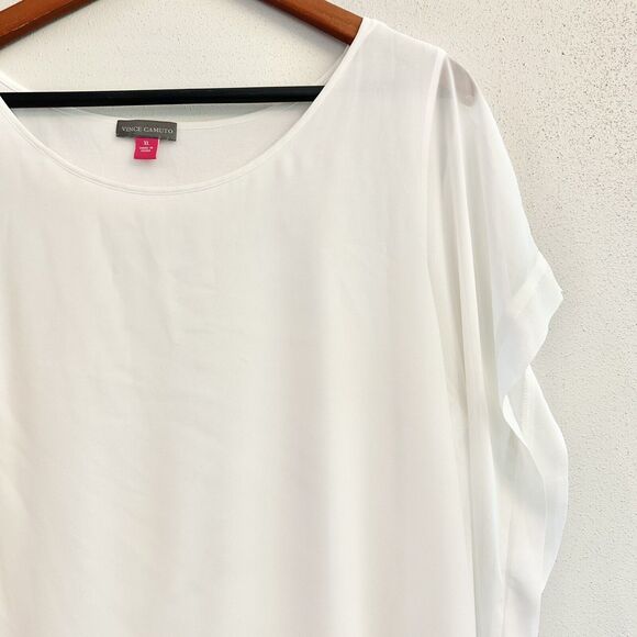 Vince Camuto Women's Chiffon Scoop‎ Neck Blouse Ivory Lined, XL - Picture 3 of 14